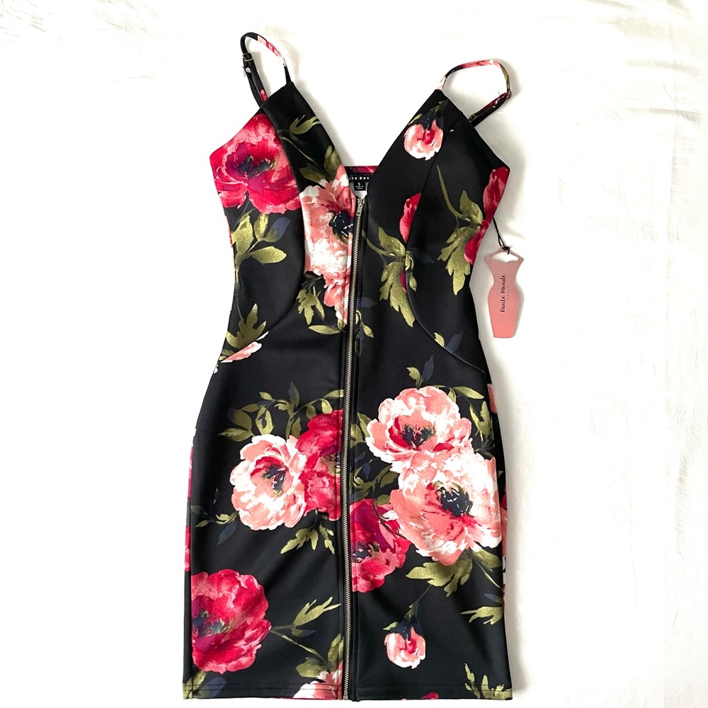 Haute Monde Pink Floral Bodycon Mini Dress